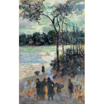 Репродукции на картини: Огънят край брега на реката (1886) – Пол Гоген